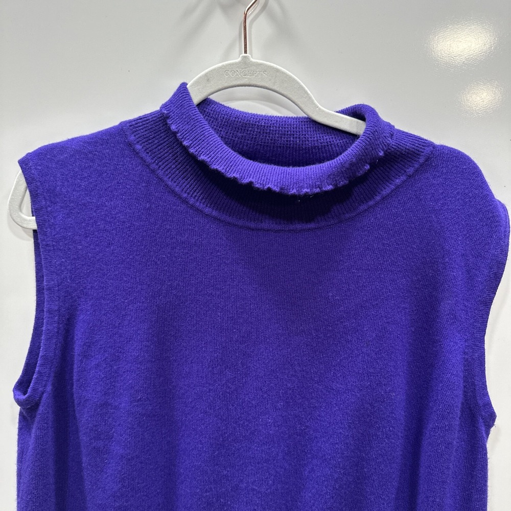 ST.JOHN SPORT  Women's Sweater Sleeveless Blue Cashmere Size Xl Lightweight Knit - Picture 2 of 11